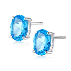 Elegant and pure sky blue topaz  s925 sterling silver stud earrings - SE0107