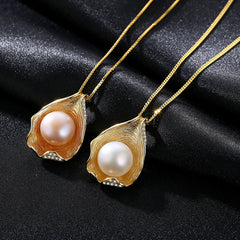 High-end luxury 18k gold and diamond S925 sterling silver freshwater pearl necklace-FN0018