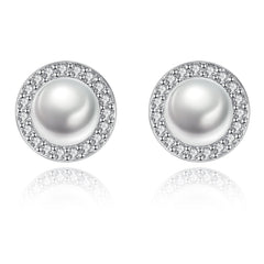 High Quality Natural Freshwater Pearl Diamond s925 Sterling Silver Earrings -FE0085