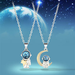 Sun & moon spaceman necklace set for couples -HPX004