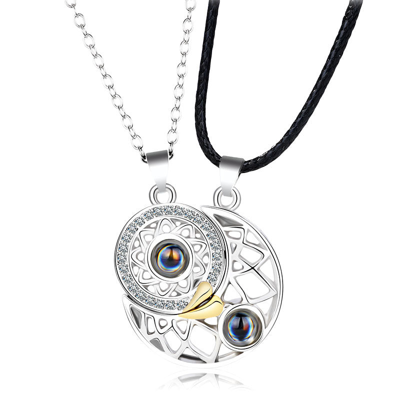 Magnetic sun & moon 100 languages I love u necklace for couples HPX006/HPX007/HPX008