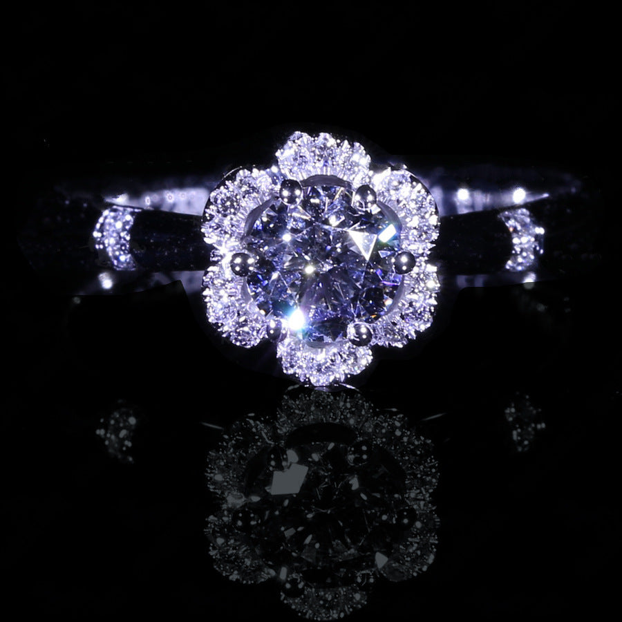 2 carat imitated moissanite flower eight-heart eight-arrow zircon ring-MSR037