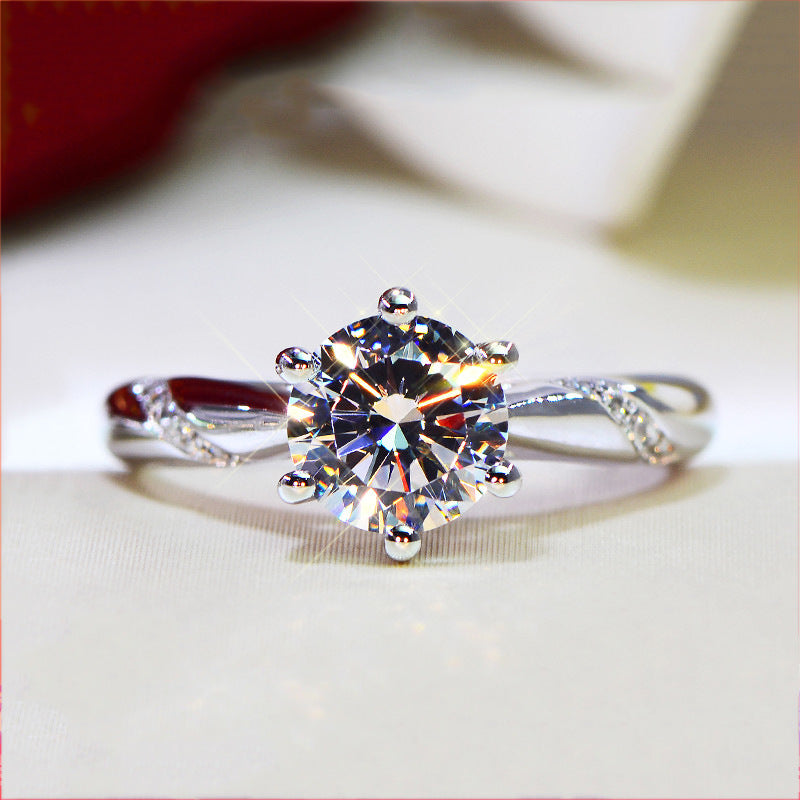 D color 2-3 carat classic six-prong imitation diamond engagement ring -MSR046