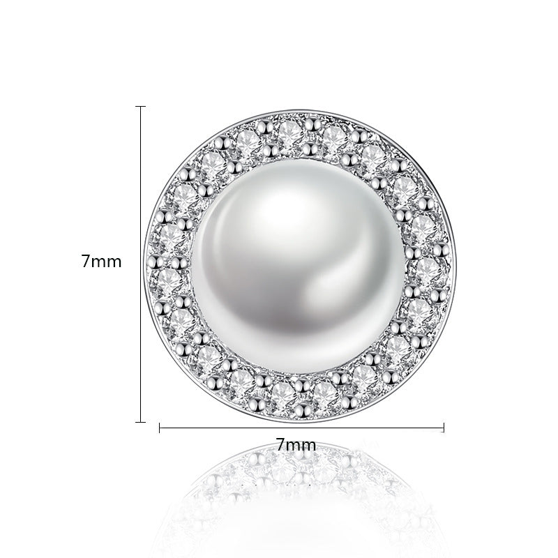 High Quality Natural Freshwater Pearl Diamond s925 Sterling Silver Earrings -FE0085