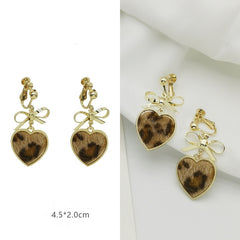 Leopard print Love Bow ear clip -KA013