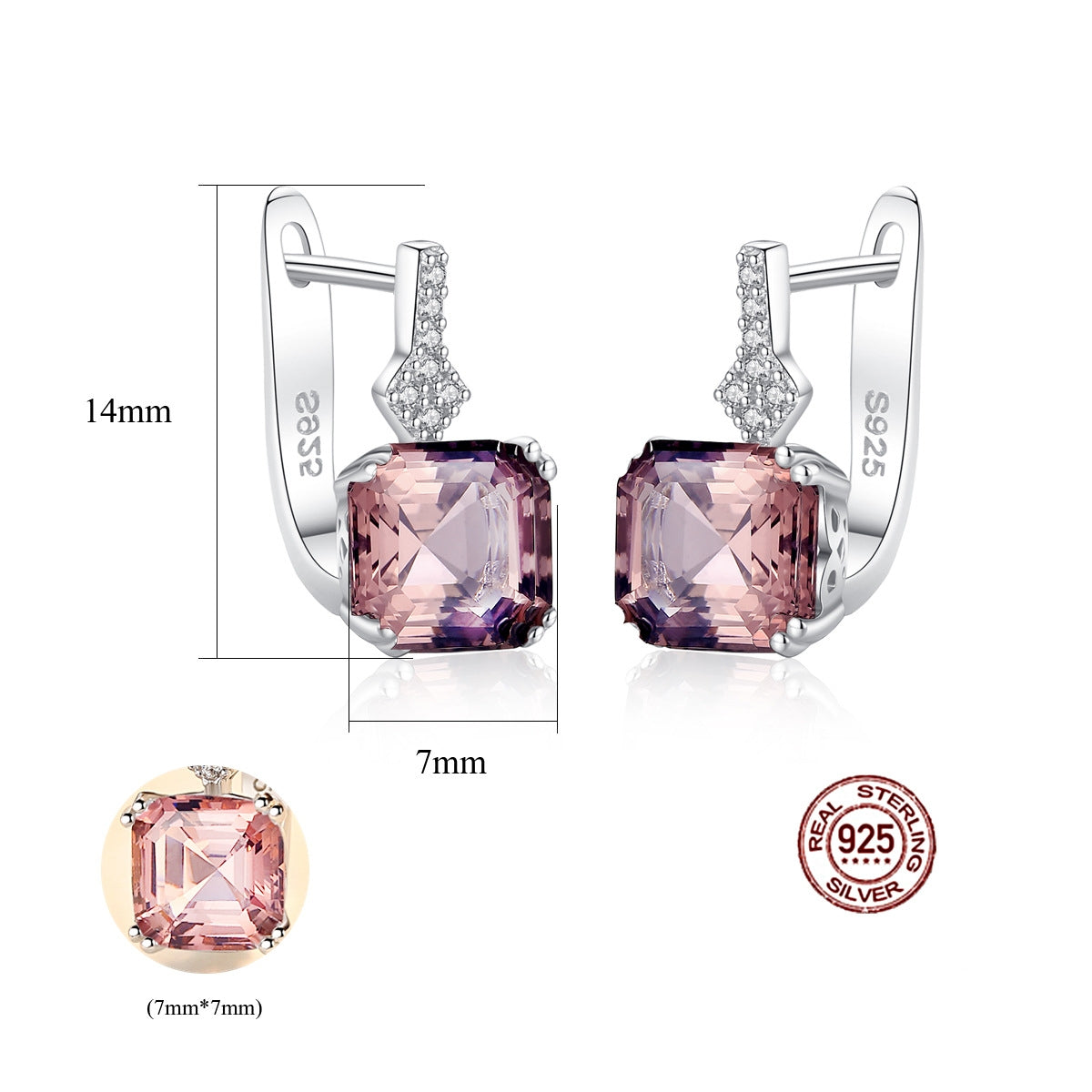 Cherry Blossom Pink High Clarity Color Jewel Morgan Stone Earrings -SE0108