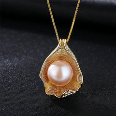 High-end luxury 18k gold and diamond S925 sterling silver freshwater pearl necklace-FN0018
