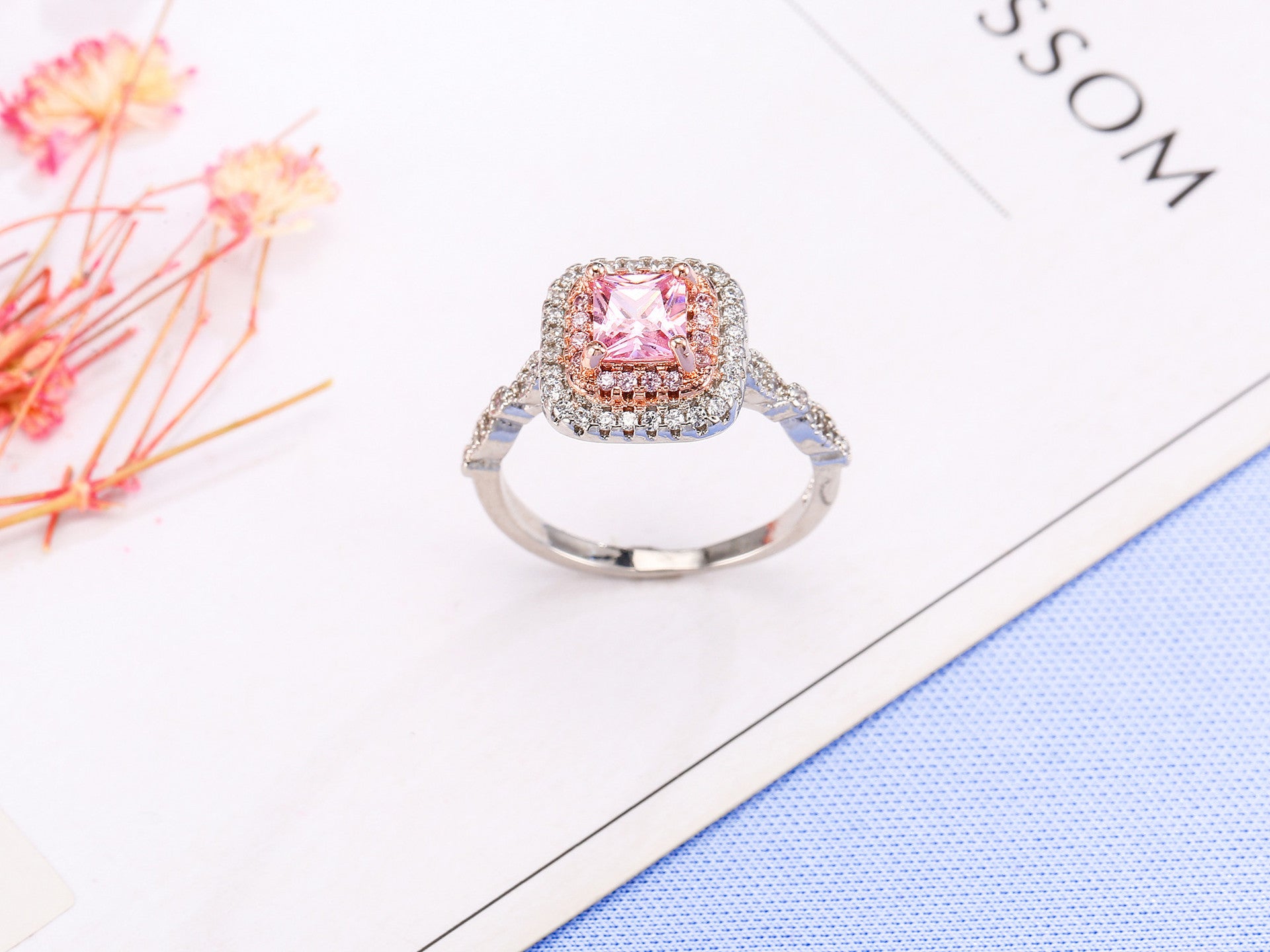 Understated luxury sugar Ring with micro Pink Diamond -R278-PNK