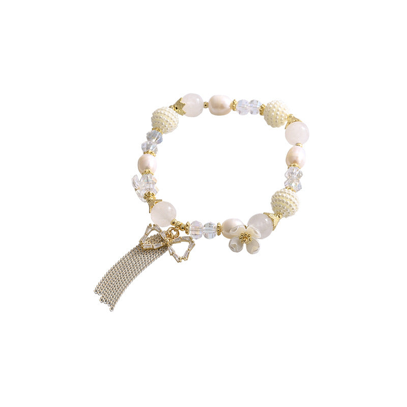 Gardenia Blossom Baroque Pearl Crystal Bracelet -S173G