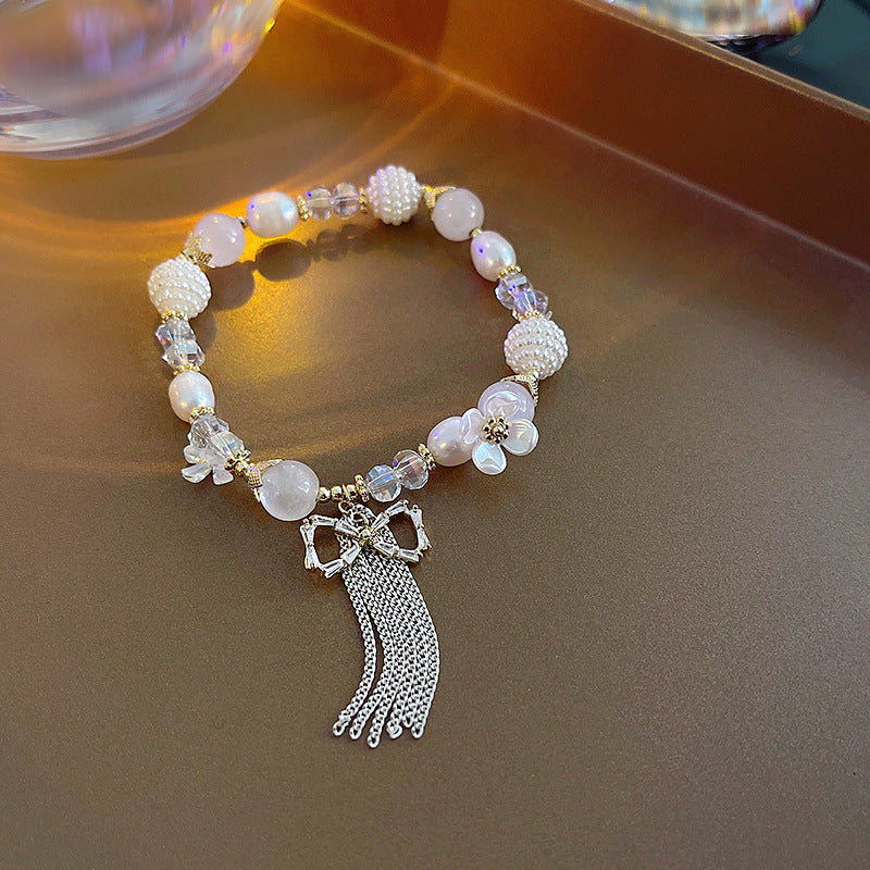 Gardenia Blossom Baroque Pearl Crystal Bracelet -S173G