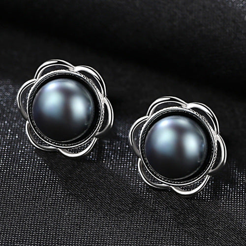 High-end hemp colored freshwater pearl S925 sterling silver earrings-FE0098