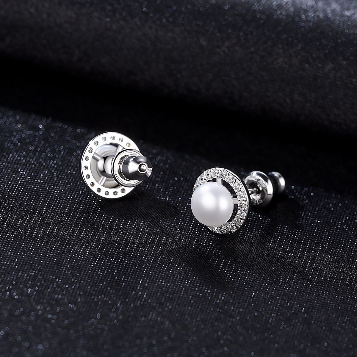 High Quality Natural Freshwater Pearl Diamond s925 Sterling Silver Earrings -FE0085