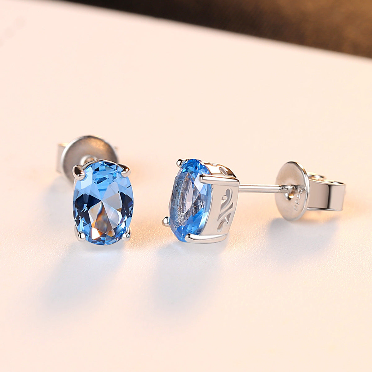 Elegant Pure Sky Blue s925 Sterling Silver Stud earrings - SE0107