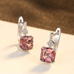 Cherry Blossom Pink High Clarity Color Jewel Morgan Stone Earrings -SE0108