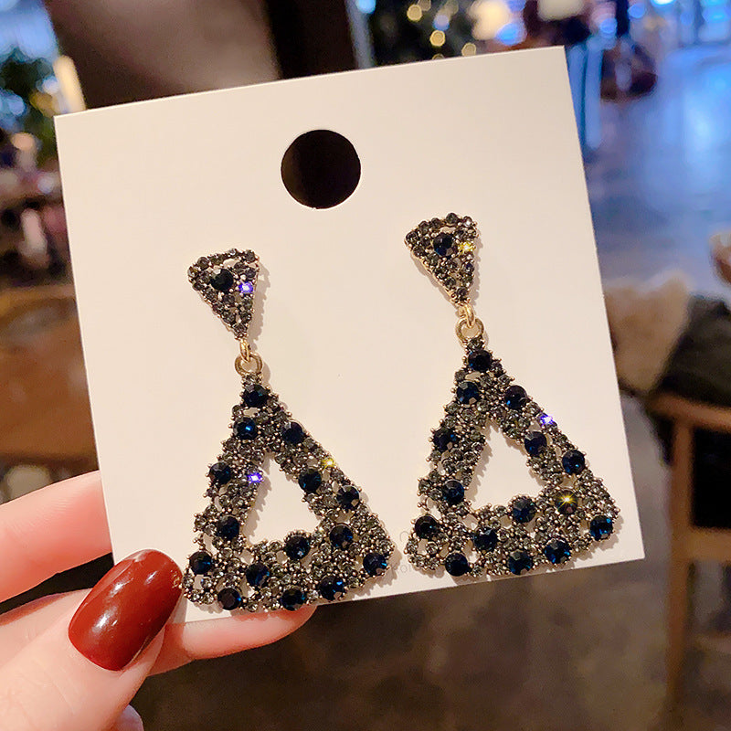 Triangle geometric rhinestone earrings -E1097B