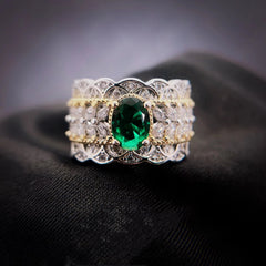 Palace vintage two-tone gold plated Grandma green ring -MSR318