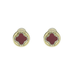 Wine red lucky four-leaf clover ear clips-KG014