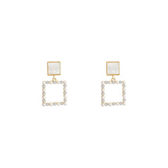 White Moonlight Square pearl Diamond earrings -A171G