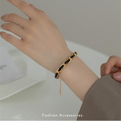 Light luxury high-grade black gold woven bracelet -YX6014