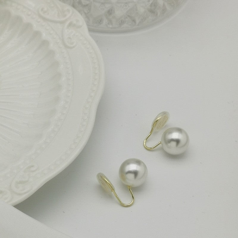 Vintage Bright Light Large Pearl ear clip without piercing -KG034