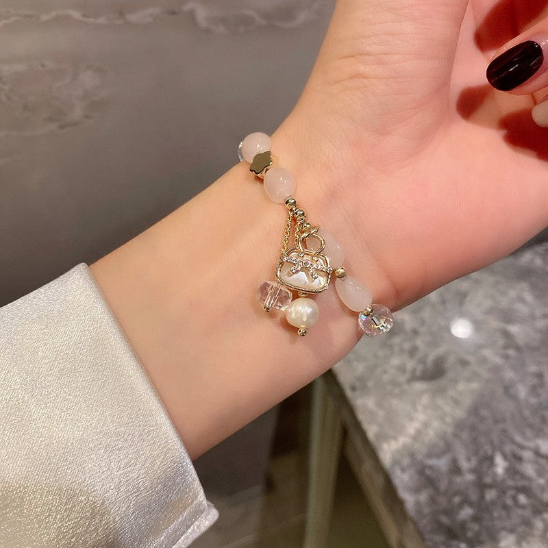 Low-key luxury Sachet Natural powder Crystal Beads Bracelet -S193G