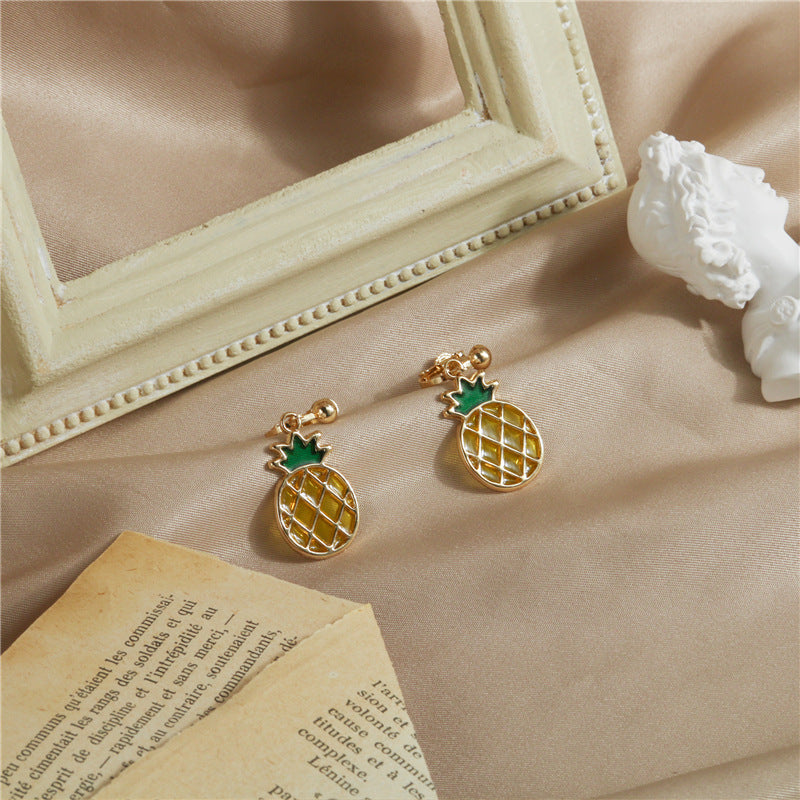 Garden Dream Mini Pineapple Drop Glaze Ear Clip -KD013