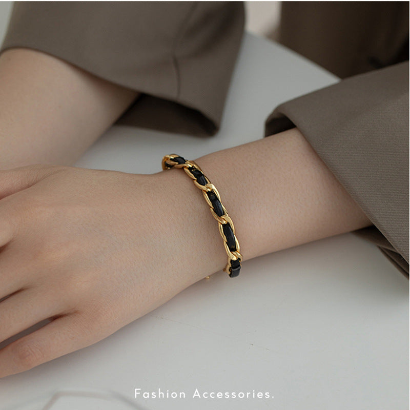 Light luxury high-grade black gold woven bracelet -YX6014