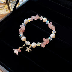 Sweet Girl Starfish Natural Irregular Strawberry Crystal Pearl Bracelet -S191G