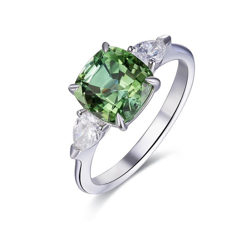 Lucky stone August birthstone imitation green tourmaline colored ring -MSR281