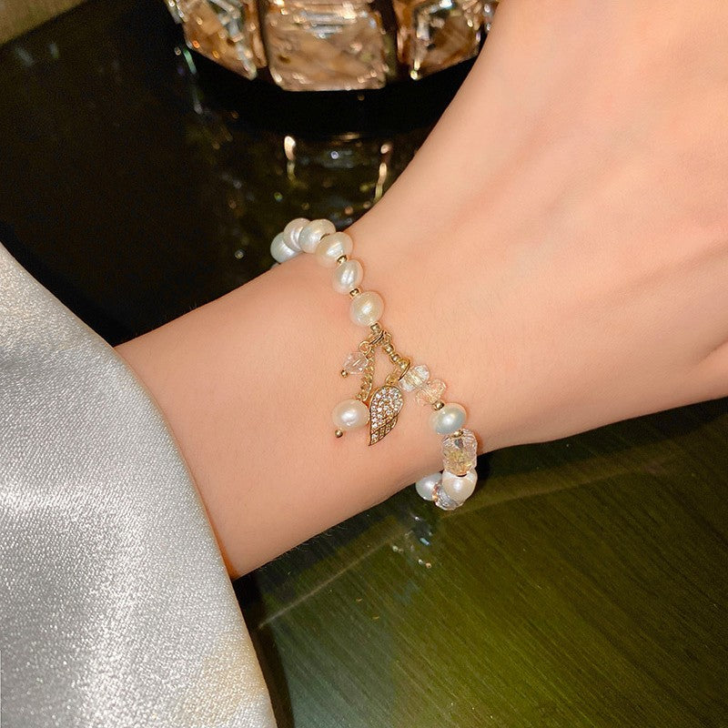 High-grade fresh water Pearl Crystal Bead Bracelet -S194G