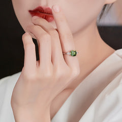 Lucky stone August birthstone imitation green tourmaline colored ring -MSR281