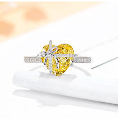 Fortune yellow zirconium bow ring-MSR297