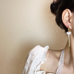 Pearl Heart tassel earrings -A291G