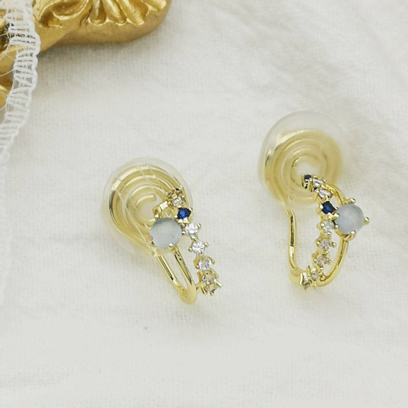 Exquisite explosive sea blue ear clip -KD029