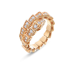 Dragon Flying Zodiac personality Rose gold snake full diamond ring -MSR219