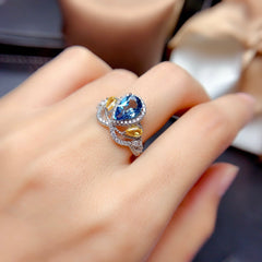 Fortune Stone Topaz Aquamarine Octopus Drop Ring -MSR284