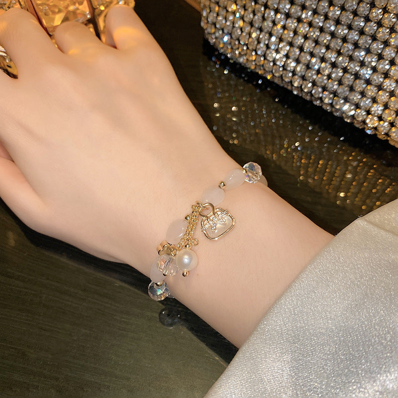 Low-key luxury Sachet Natural powder Crystal Beads Bracelet -S193G