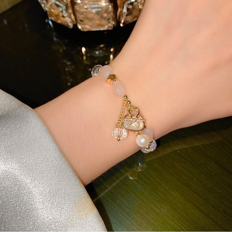 Low-key luxury Sachet Natural powder Crystal Beads Bracelet -S193G