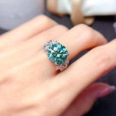 Deluxe 5 carat pigeon egg imitation Mosan diamond green ring -MSR344