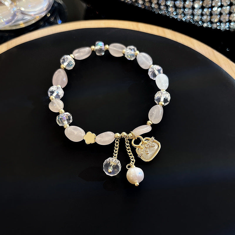 Low-key luxury Sachet Natural powder Crystal Beads Bracelet -S193G