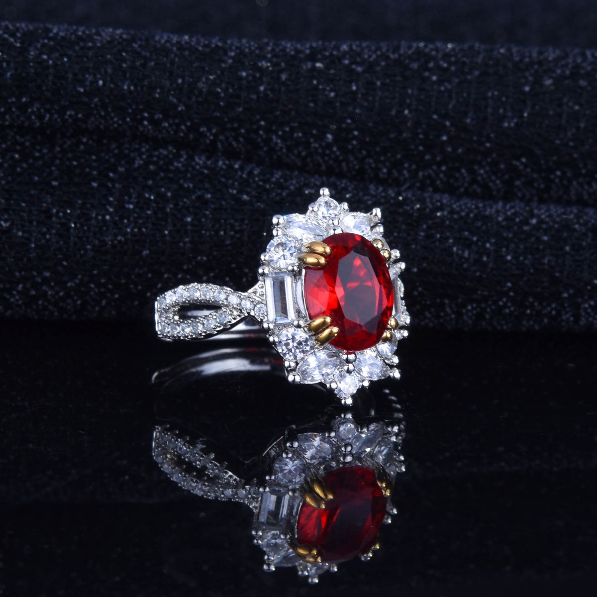 Luxury Pigeon Blood Red Full Diamond Ring -R2032