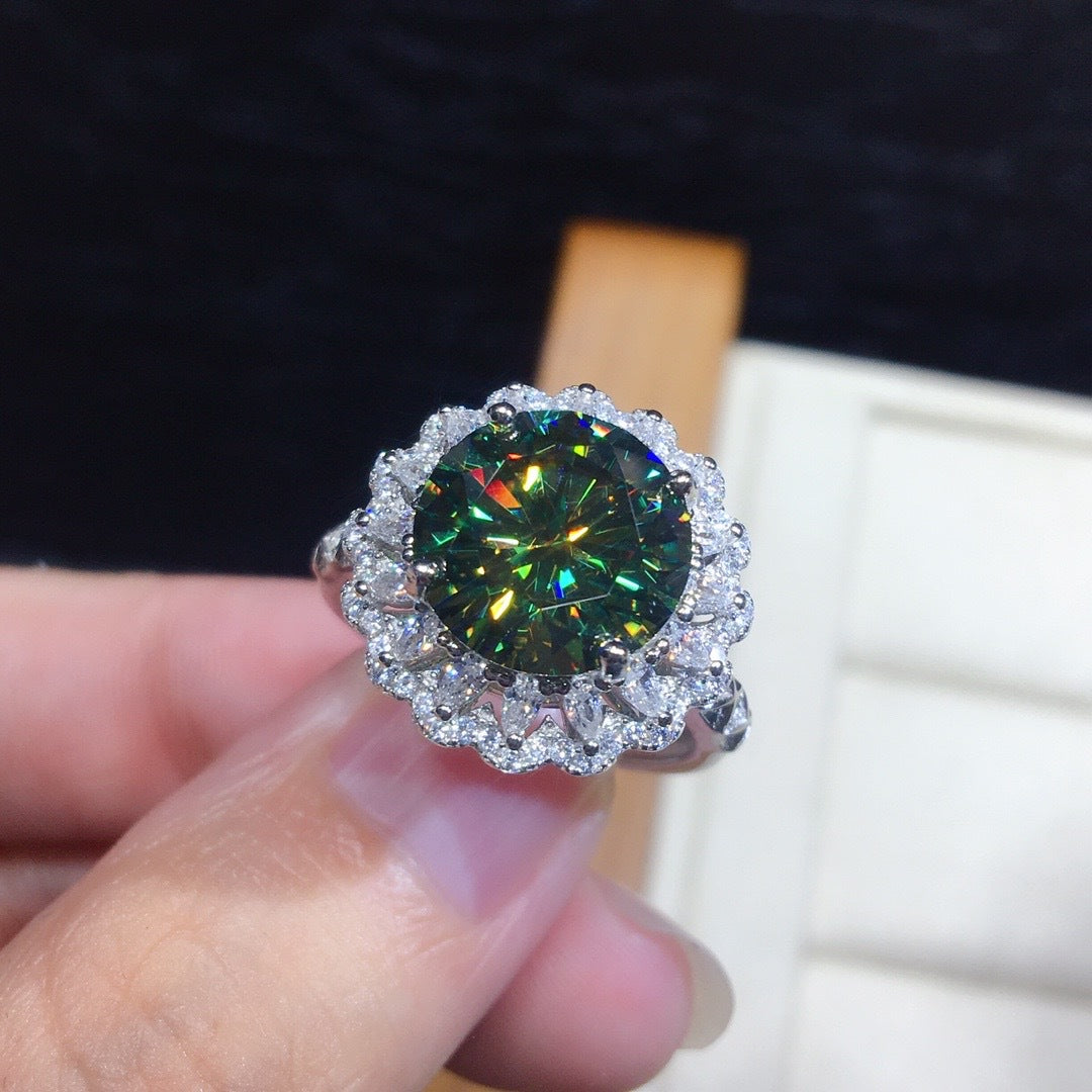 3 carat Grandmother Green High Fire Full Diamond Ring -MSR168