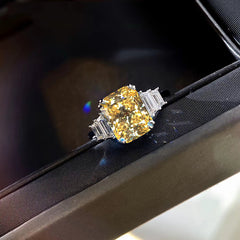 5 carat ice cut high clarity Yellow Blue Crystal Fortune Ring -MSR187