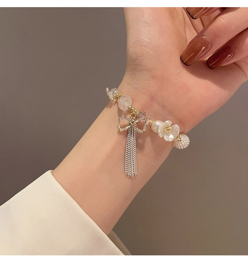 Gardenia Blossom Baroque Pearl Crystal Bracelet -S173G