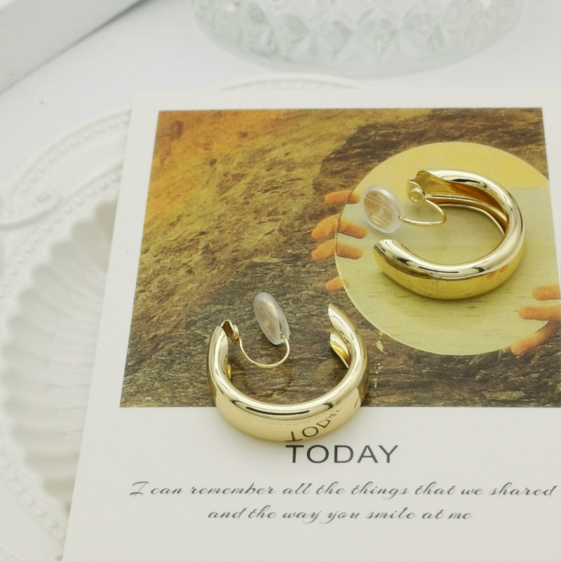 Simple atmospheric gold or silver hoop ear clips -KC009