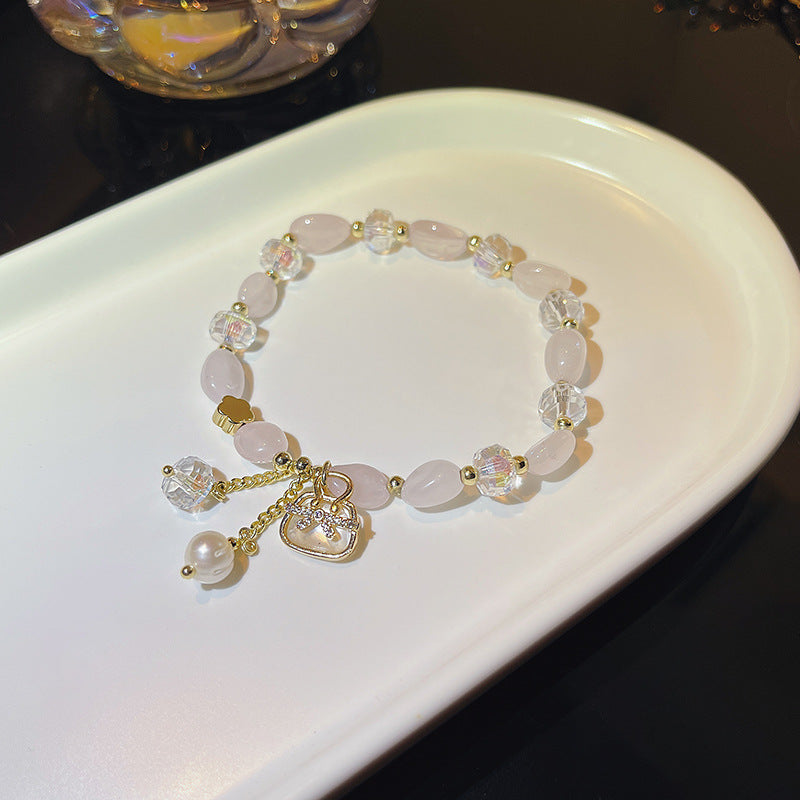 Low-key luxury Sachet Natural powder Crystal Beads Bracelet -S193G