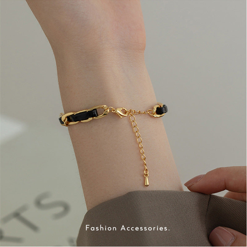 Light luxury high-grade black gold woven bracelet -YX6014