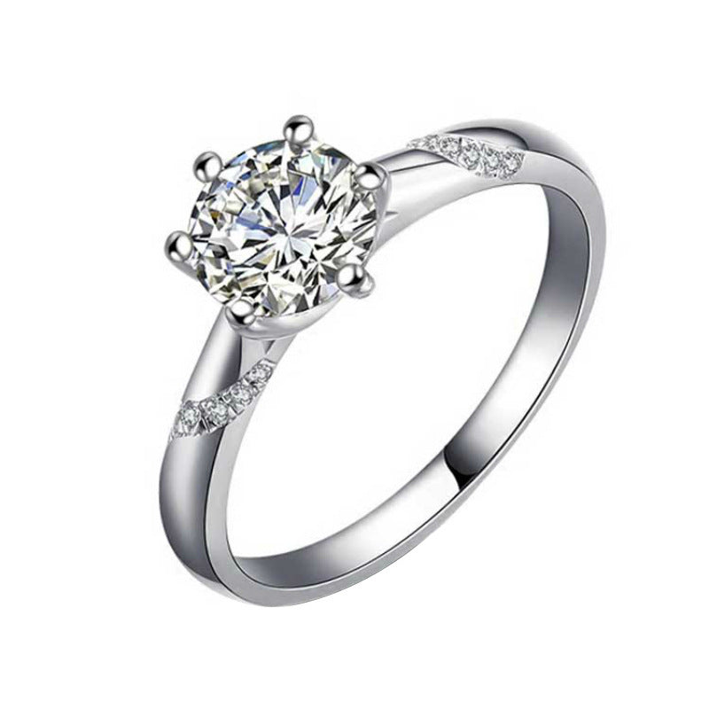 D color 2-3 carat classic six-prong imitation diamond engagement ring -MSR046