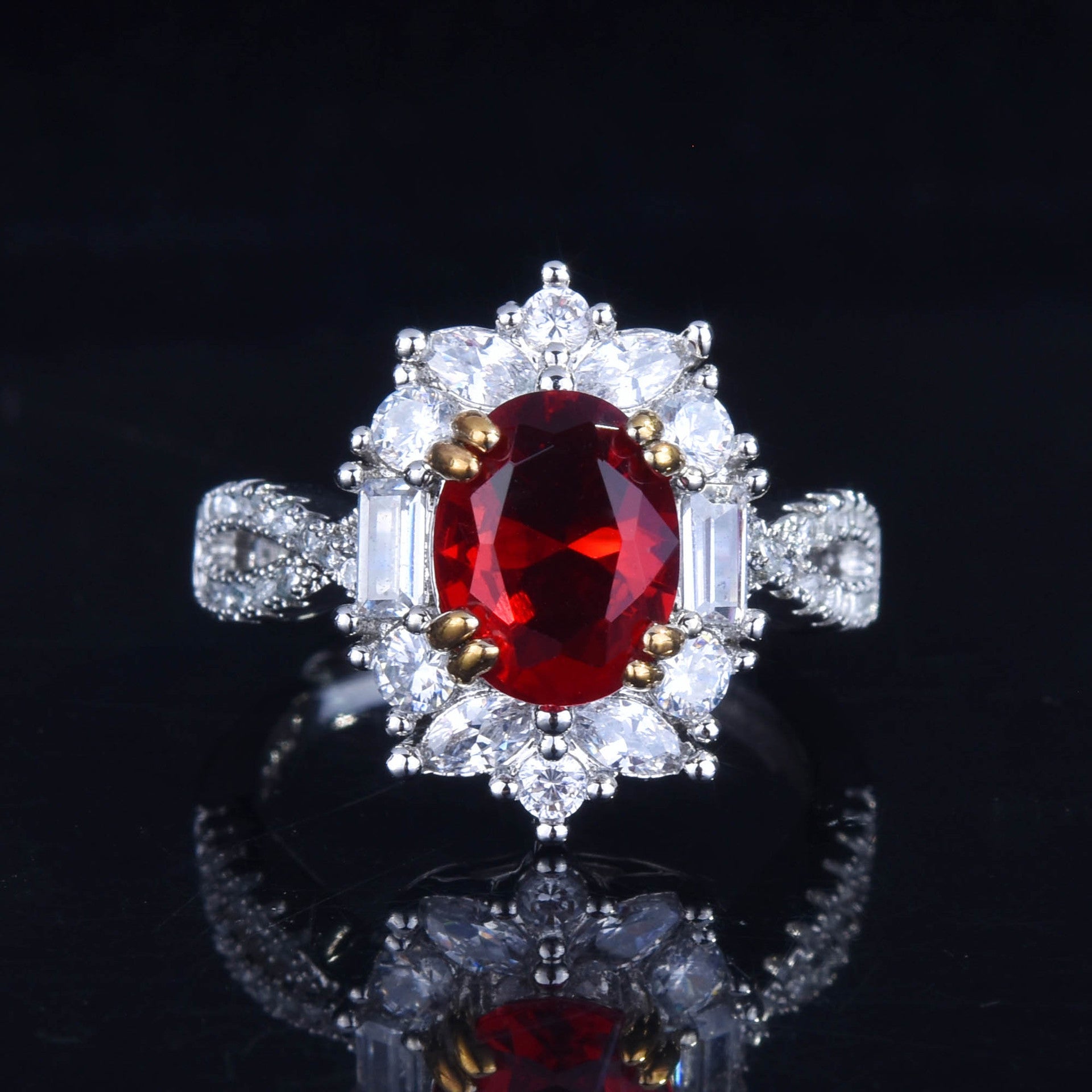 Luxury Pigeon Blood Red Full Diamond Ring -R2032