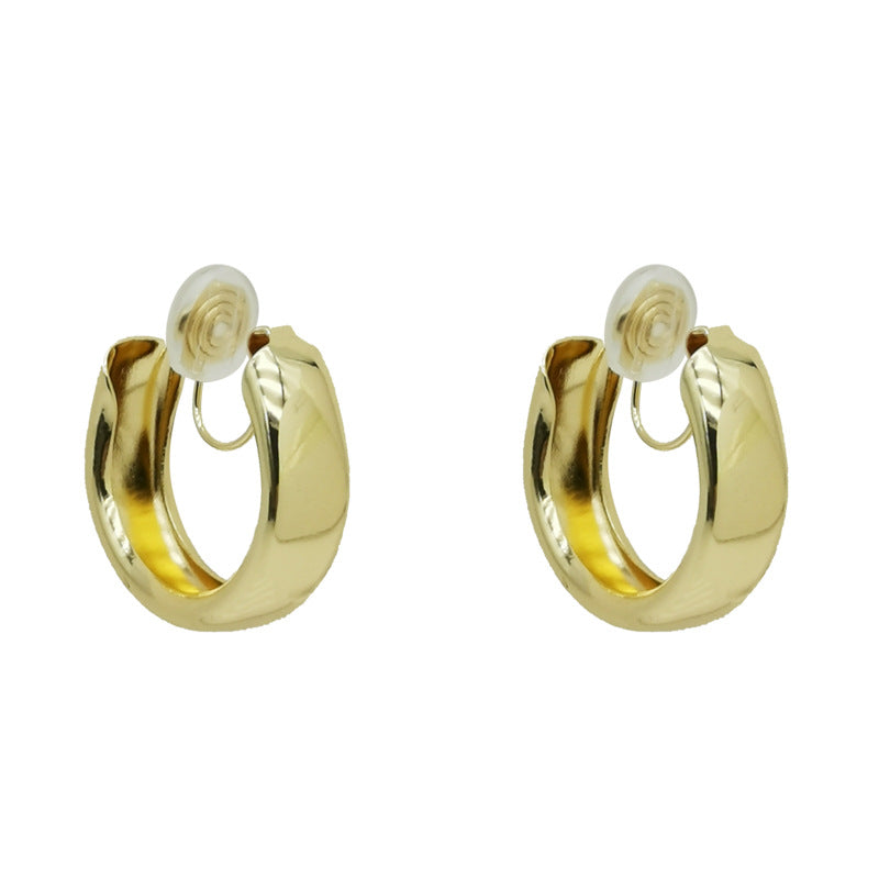 Simple atmospheric gold or silver hoop ear clips -KC009